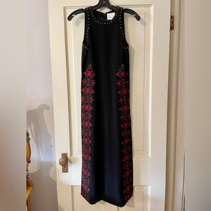 ***Sale*** Cinq A Sept Fancy Long Dress With Embroidery and Brass Beads Sz 0